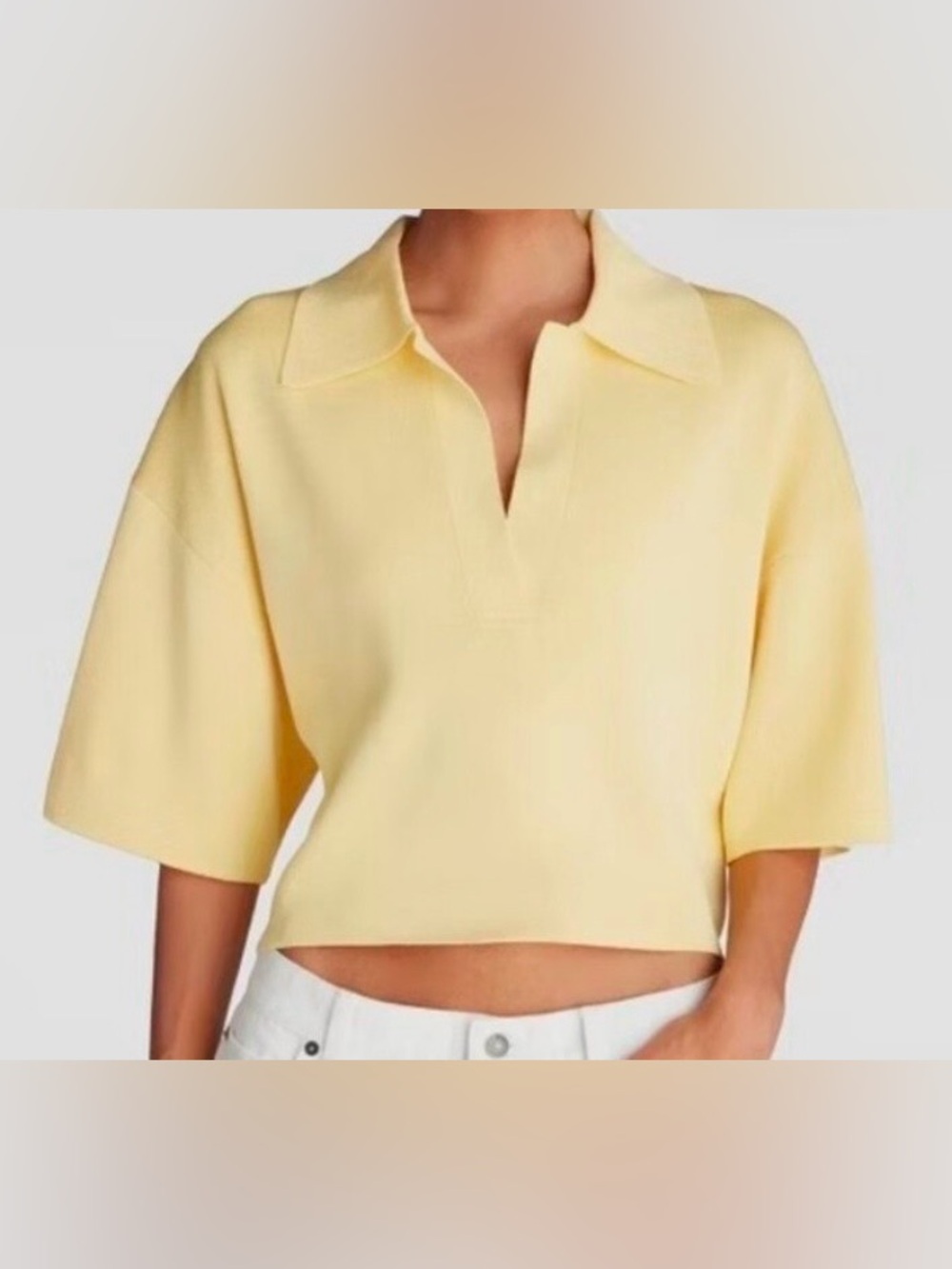 Yellow V Neck Collared Knit Pullover Women’s Top Sz MED By KBB Kahlana NEW!